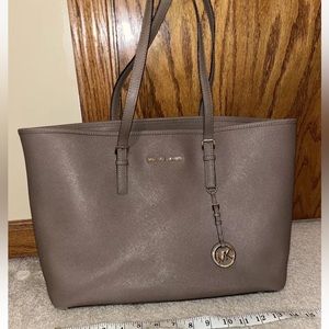 Michael Kors Grey Leather Tote Bag